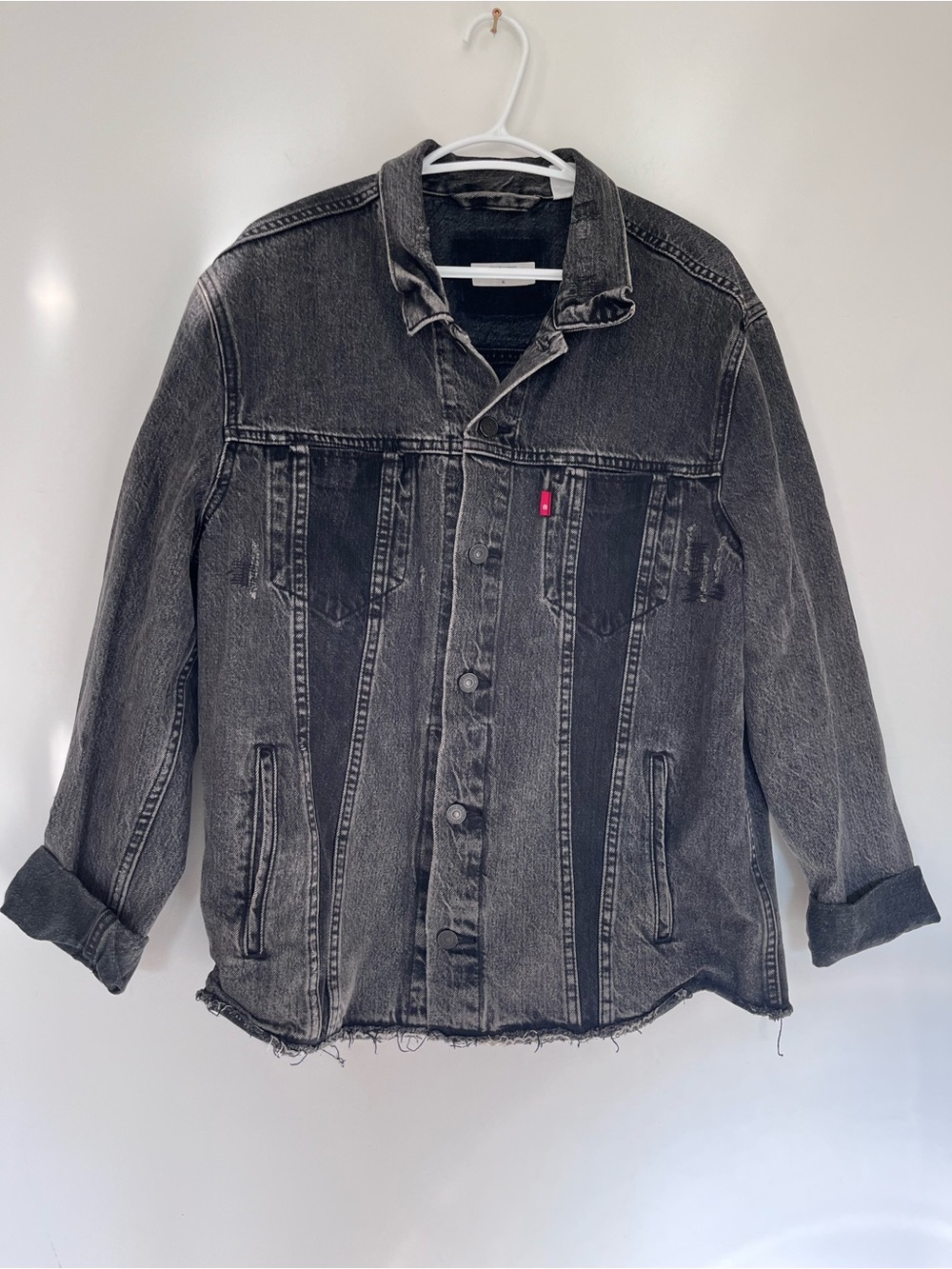 Levi's Men's XL Altered Trucker Denim Jacket Black / Washed Grey Jean Jacket